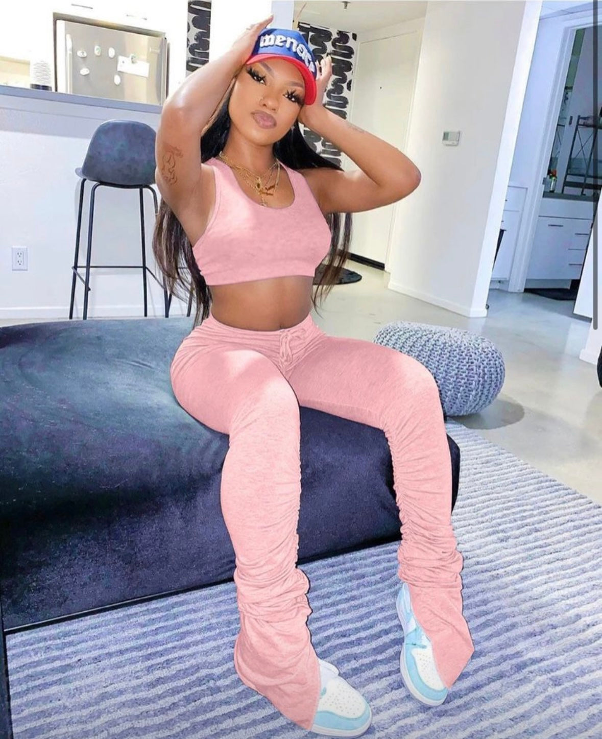 PEACHY RIBBED SET