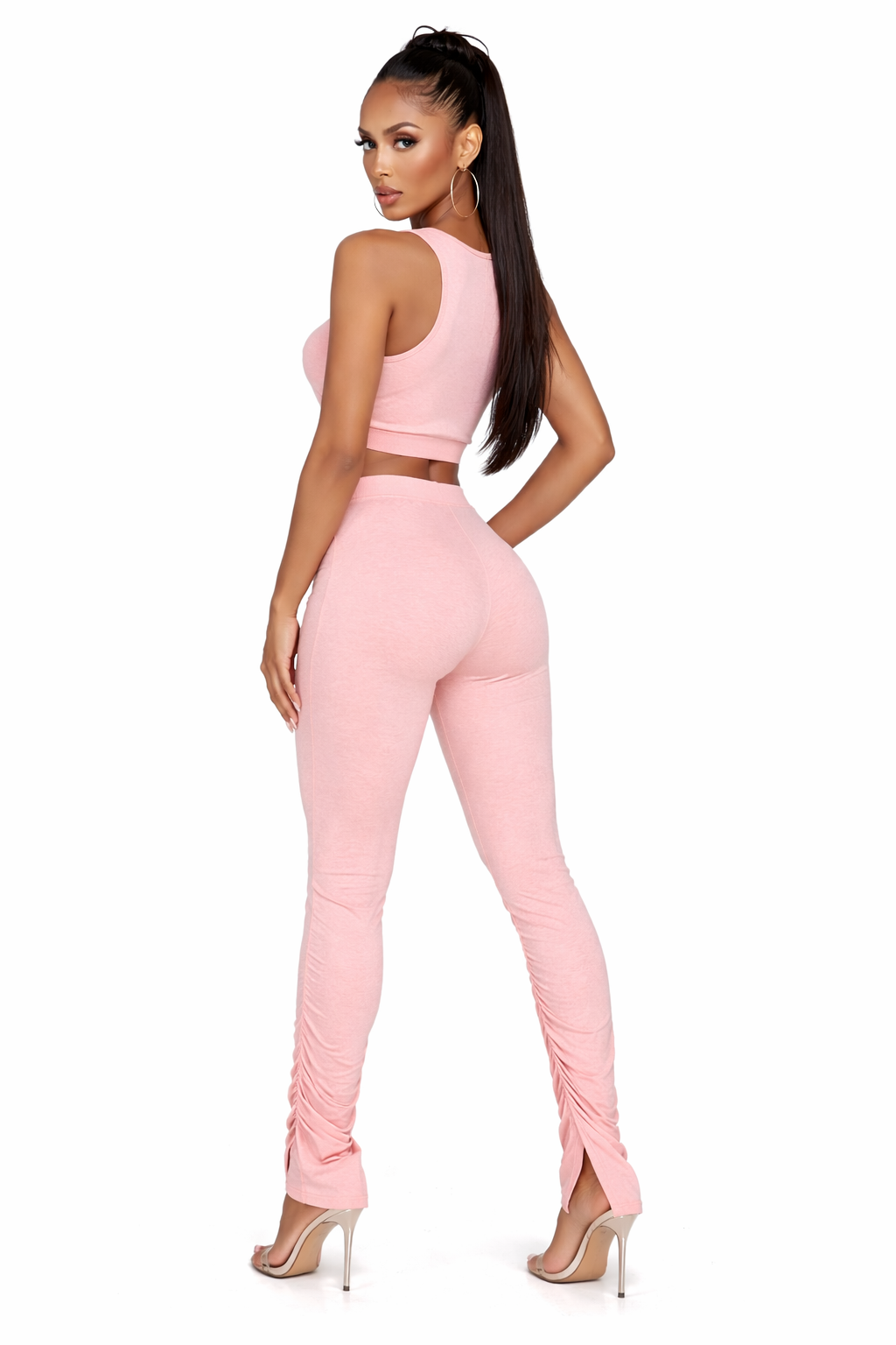 PEACHY RIBBED SET