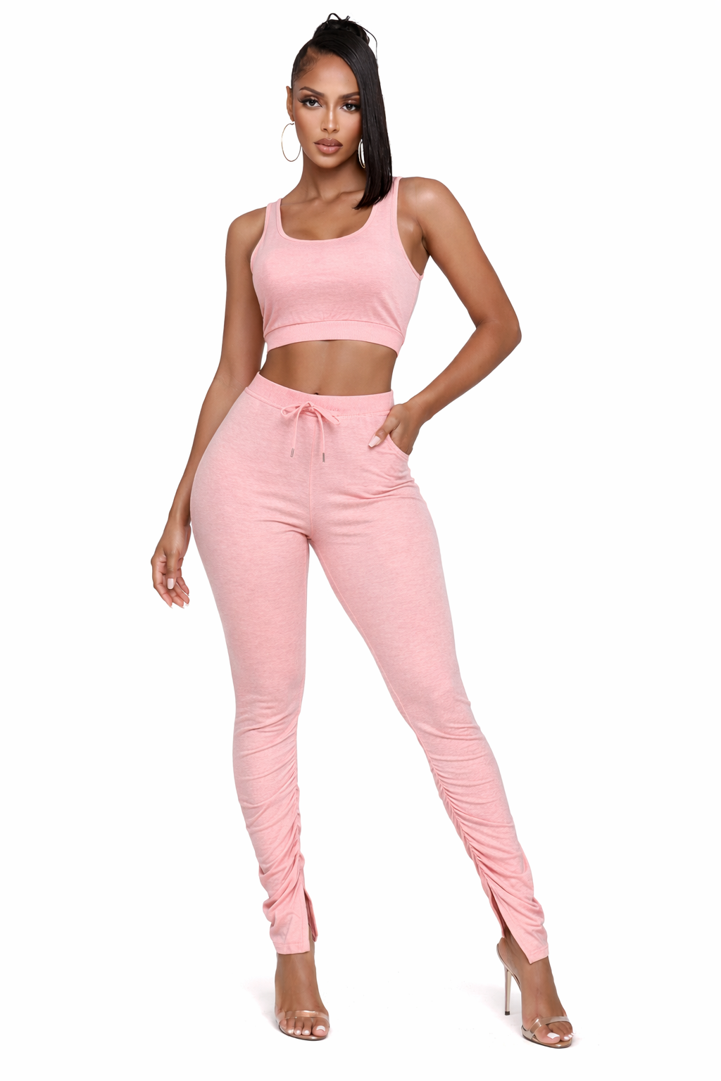 PEACHY RIBBED SET