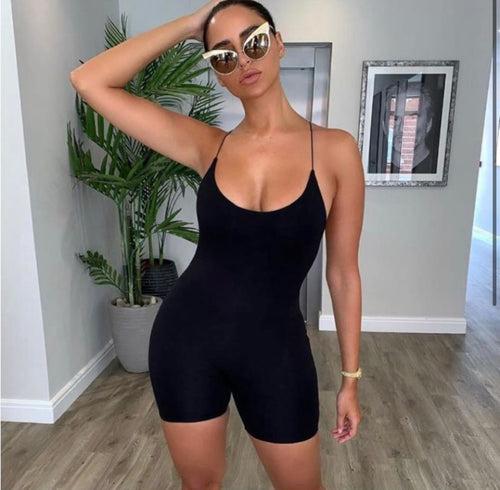 BLACK BIKER SHORTS ROMPER