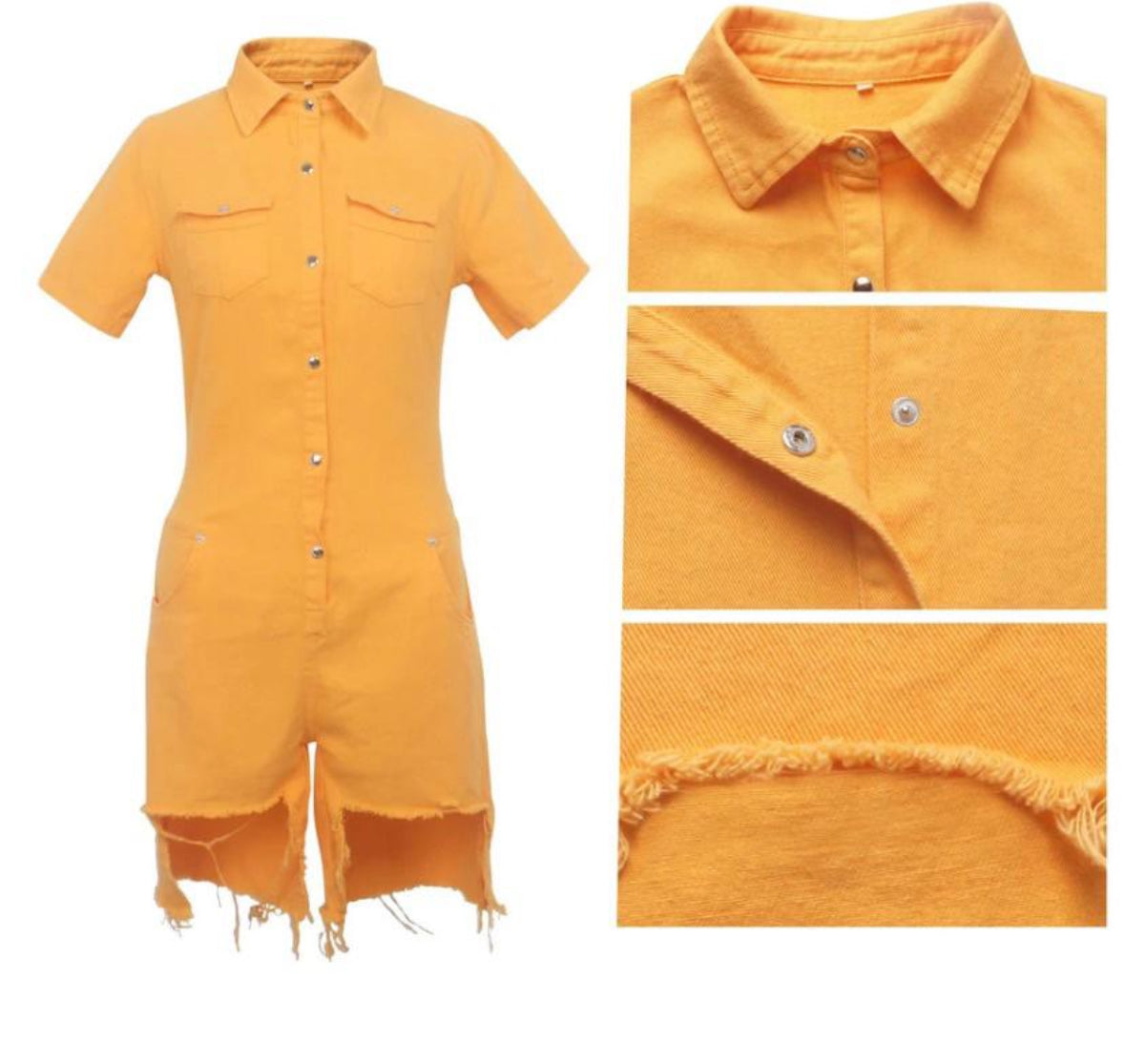 SUNSET ORANGE DENIM UNITARD